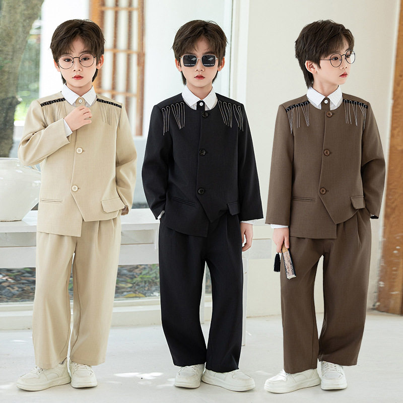 儿童流苏西装马甲套装春秋新款男童演出服合唱表演走秀生日婚礼服