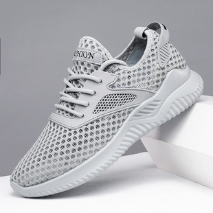 高端夏季全网面透气镂空男鞋休闲薄款网鞋男士轻便防臭网眼运动鞋