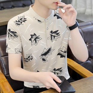 短袖 立领polo衫 上衣服体恤男士 t恤夏季 潮流半袖 高端新款 潮牌男装
