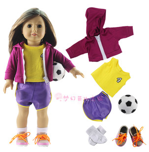 18寸美国女孩娃娃衣服45cm洋娃娃鞋袜子 运动服 足球蓝球配件套装