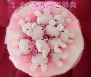 情人节七夕圣诞生日毕业礼11只小兔卡通玩偶公仔花束沈阳同城速递