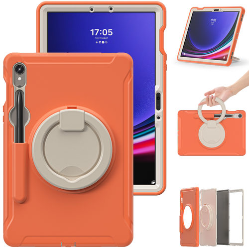 适用三星Tab S9 X710硅胶防摔平板套PC手环旋转支架S9Plus保护壳