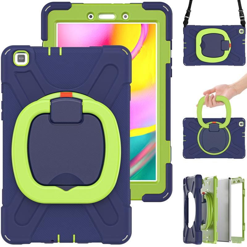 适用三星Tab A 8.0 T290背带平板套彩色硅胶PC旋转支架T295防摔壳