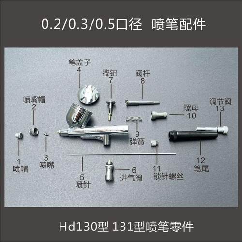 0.2/0.3/0.5口径零件喷笔配件