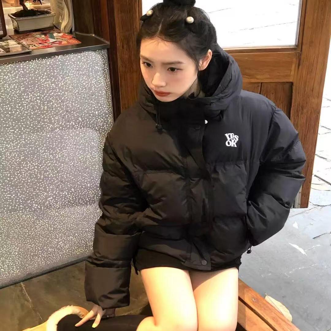 连帽短款羽绒服女90白鸭绒