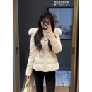 高级感白色大毛领羽绒服女2025冬季 连帽收腰加厚90白鸭绒外套棉衣