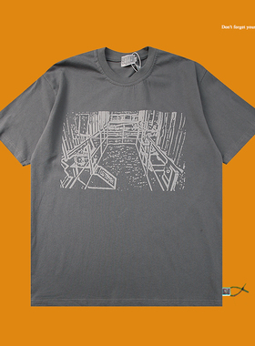 CAV EMPT C.E 19AW日系水洗蜡染3M反光隧道图案短袖t恤常规男女