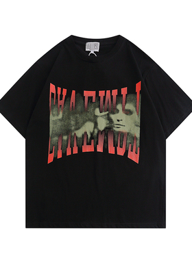 CAVEMPT CE短袖T恤男女欧美涂鸦字母人脸炸街白黑色半袖上衣潮ins