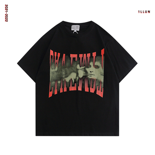 CAVEMPT CE短袖T恤男女欧美涂鸦字母人脸炸街白黑色半袖上衣潮ins