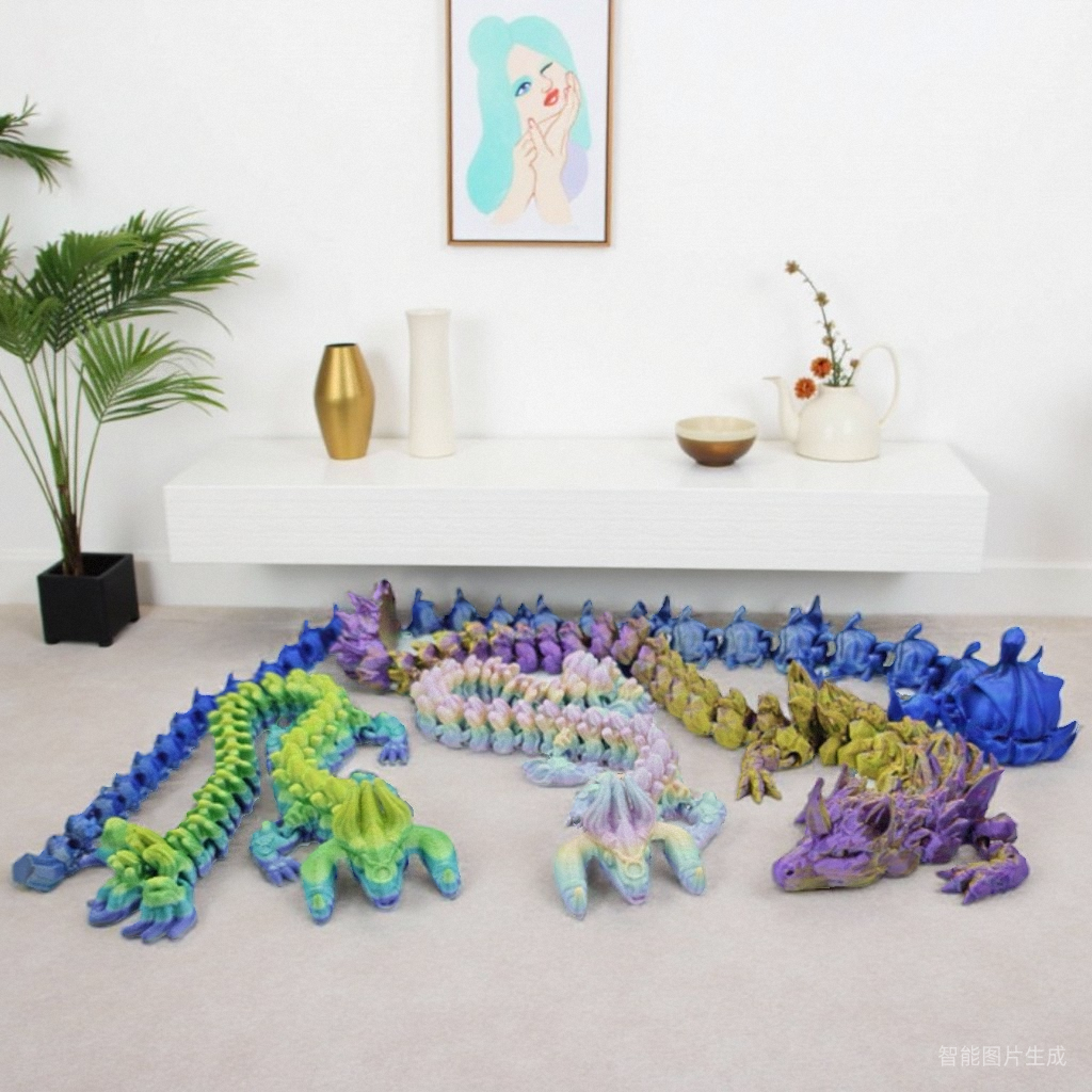 3D打印炫酷关节龙可动创意花瓣龙