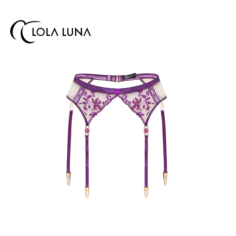 Lola Luna【紫霞仙子】紫色诱惑蕾丝艺术吊袜带女性感刺绣可调节