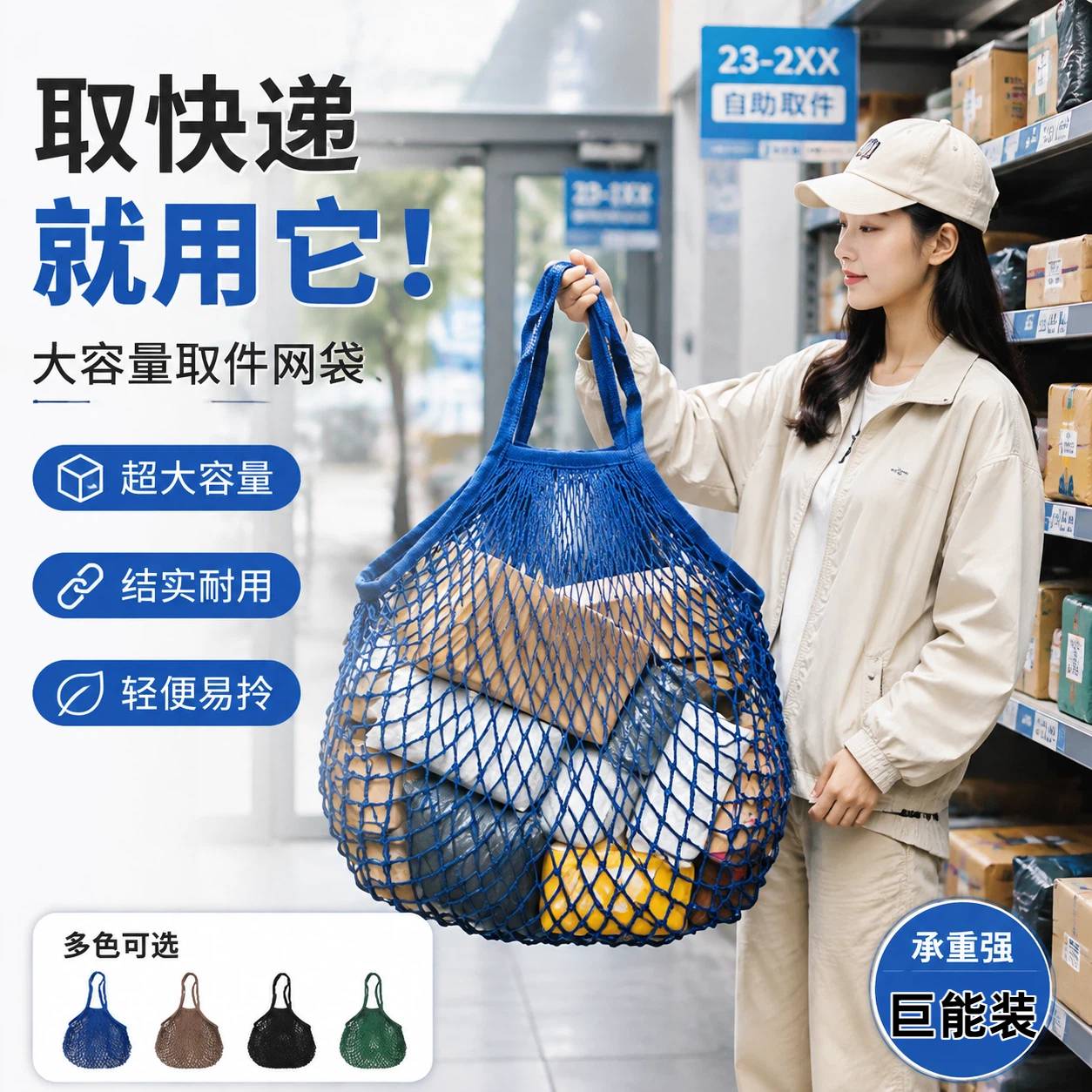 取快递袋子手提式棉网袋超市购物网袋蔬菜水果网兜子镂空涤纶网袋