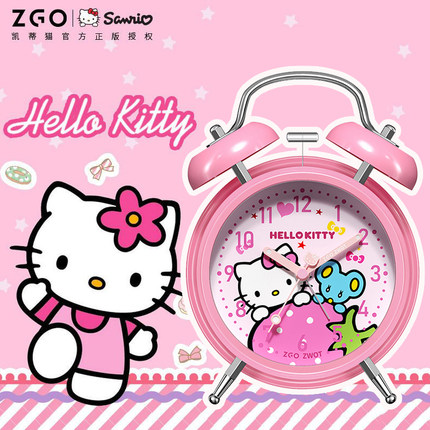 HelloKitty凯蒂猫闹钟女孩卡通儿童学生用床头钟强力叫醒起床神器