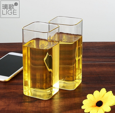 透明四方玻璃杯子果汁杯璃歌耐热
