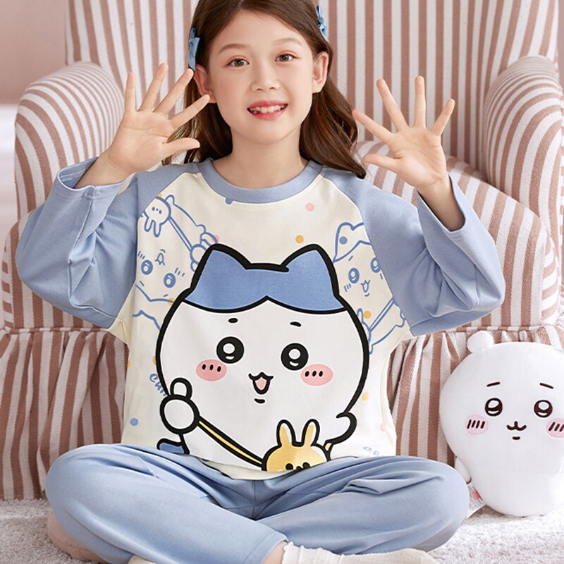 秋天可爱小八女童睡衣长袖纯棉2家居服套装