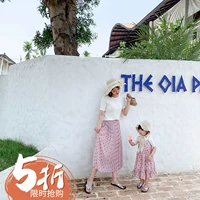 Màu xanh cha mặc cho trẻ em cha mẹ mặc mẹ và con gái nước ngoài khí 2019 mới mùa xuân và mùa hè váy bé gái váy đầm Hàn Quốc - Trang phục dành cho cha mẹ và con áo yếm gia đình