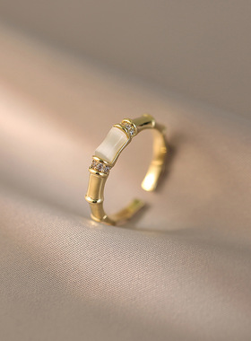 2025新款猫眼石竹节戒指女小众设计高级感气质开口戒轻奢指环精致