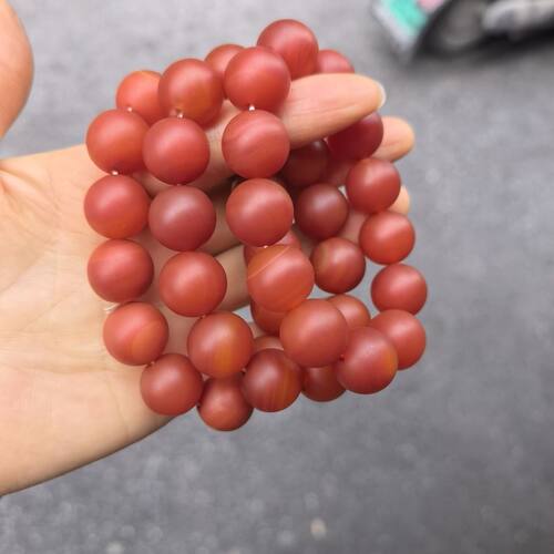 天然磨砂款红玛瑙手链 直径16mm  男款大珠手串 亚光手链正品a货