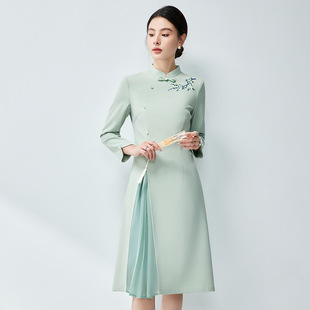 职业连衣裙女秋季新款商务礼仪接待新中式气质改良旗袍国风