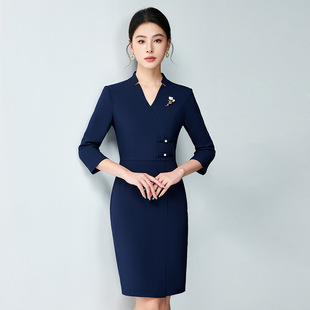 职业装新中式连衣裙设计感售楼部案场茶楼前厅接待工作服酒店制服