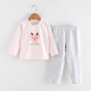 睡衣无骨家居服 薄款 璐璇秋冬男女童打底内衣套装 儿童莱卡秋衣秋裤