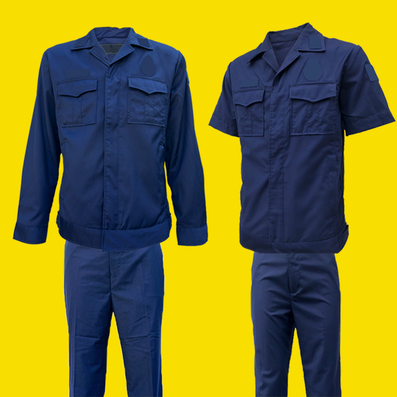 新款蓝色夏季短袖备勤服套装冬夹克长袖透气耐磨工作服男