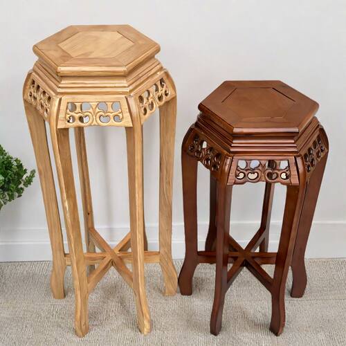 实木花架室内客厅中式仿古家具落地仿红木木制六角形花几盆景架子