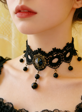 曦禾家原创choker 复古lolita蕾丝项链哥特暗黑系脖圈颈链LSXL059