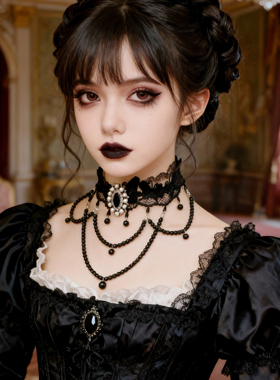 曦禾家原创choker 复古lolita蕾丝项链哥特暗黑系脖圈颈链LSXL239