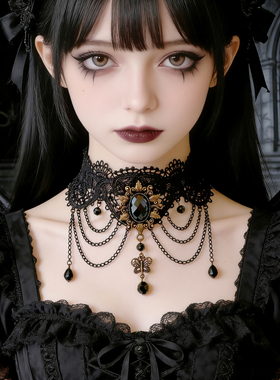 曦禾家原创choker 复古lolita蕾丝项链哥特暗黑系脖圈颈链LSXL058