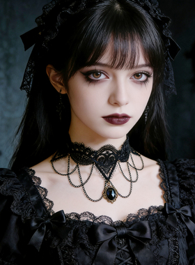 曦禾家原创choker复古lolita蕾丝项链哥特暗黑系脖圈颈链LSXL070