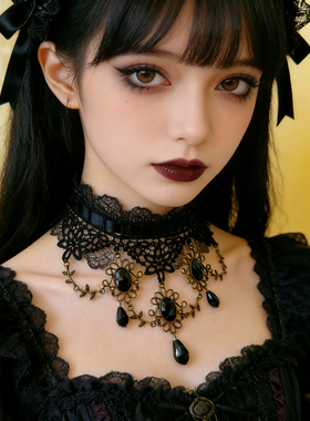 曦禾家原创choker复古lolita蕾丝项链哥特暗黑系脖圈颈链LSXL082