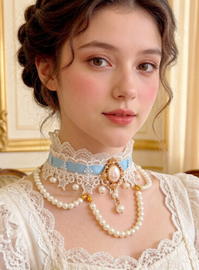 曦禾家原创choker 复古lolita蕾丝项链哥特暗黑系脖圈颈链LSXL248