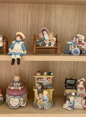 豆豆眼女孩 树脂海淘豆豆眼音乐盒中古收藏稀有玩具摆件音乐铃