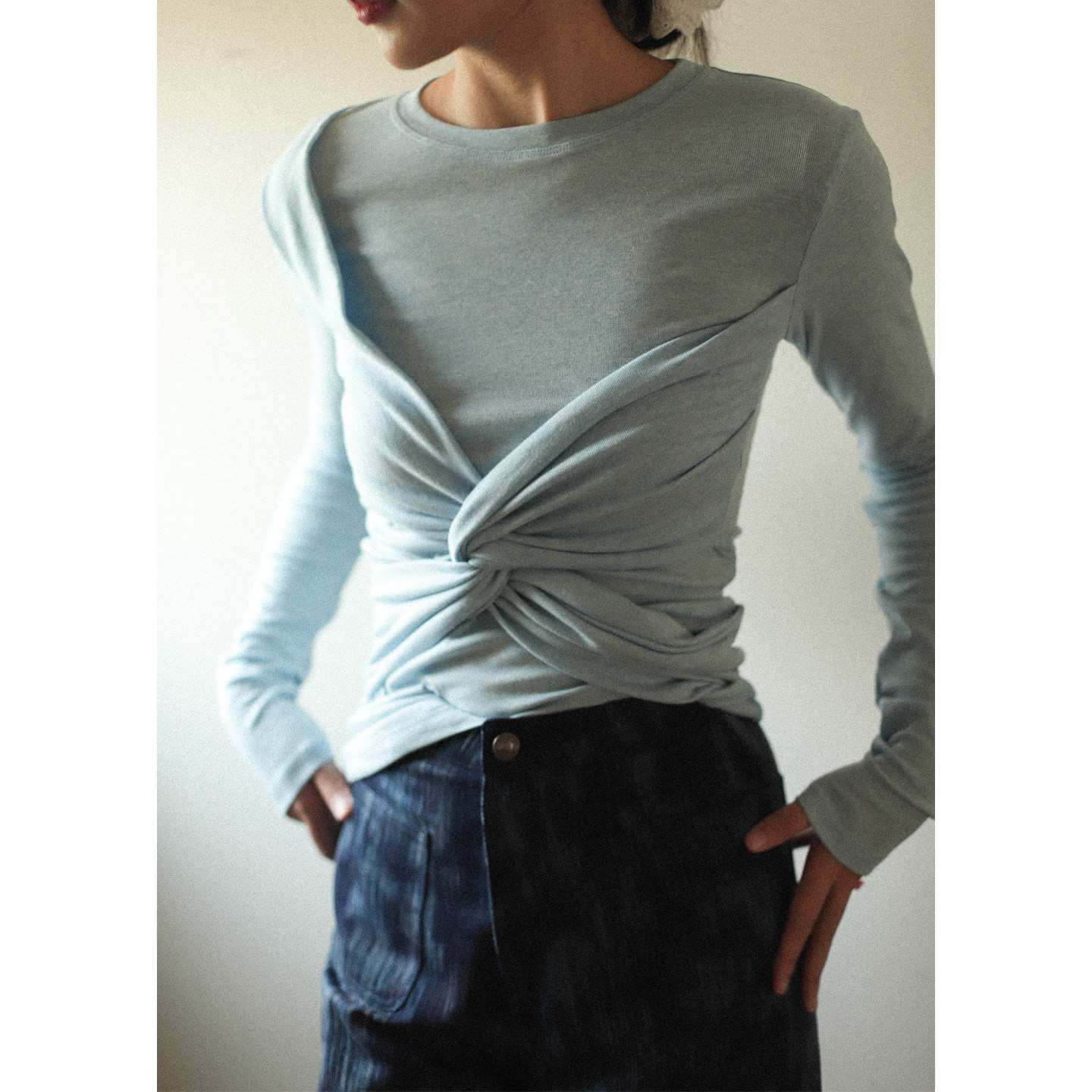 otherbela小众设计不对称扭结长袖收腰显瘦气质羊毛保暖打底衫女,女装/女士精品,T恤,淘宝优惠券,粉丝福利购,淘宝优惠卷