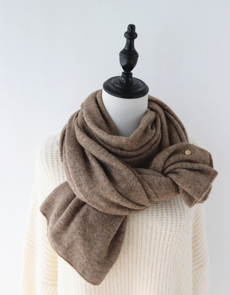 韩版柔软混织围巾女秋冬季时尚气质燕麦色咖色薄款羊绒大披肩两用