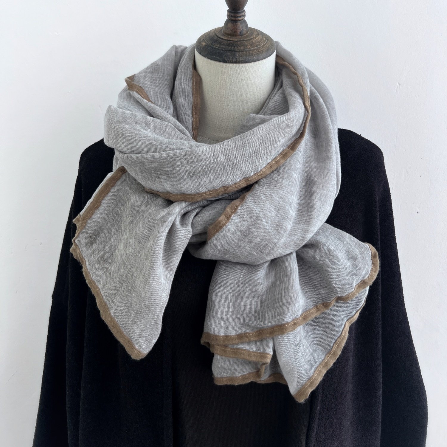 薄款纯色灰色做旧复古围巾女春夏四季旅游防晒外搭披肩空调房丝巾