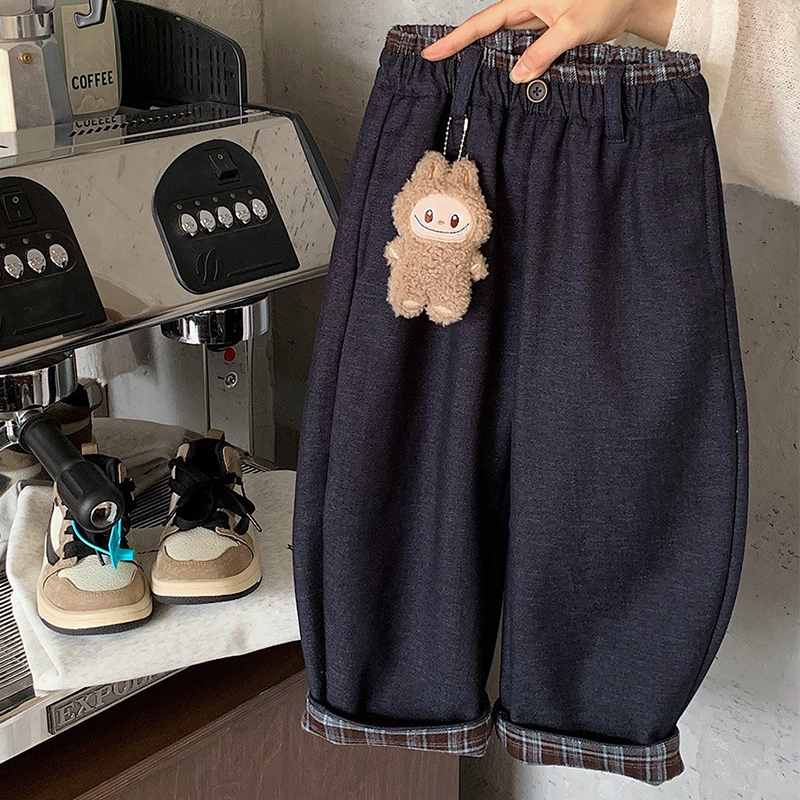 童装男童牛仔裤加绒冬季新款儿童韩版加厚休闲裤宝宝可爱长裤子