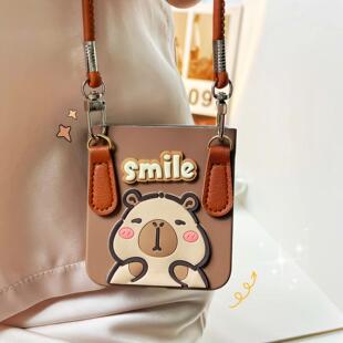 适用小米MixFlip2折叠屏手机壳膜一体荣耀MagicVFlip2包中轴华为PuraX摩托罗拉Razr60三星zflip5斜跨Ultra绳7