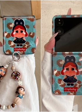 适用折叠屏华为Purax软壳小米MixFlip手机壳荣耀MagicVFlip三星zflip7豹纹FE哭娃6华为pocket2手链绳W25flip4