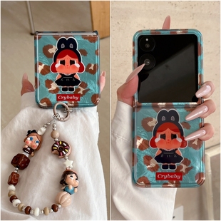 适用折叠屏华为Purax软壳小米MixFlip手机壳荣耀MagicVFlip三星zflip7豹纹FE哭娃6华为pocket2手链绳W25flip4