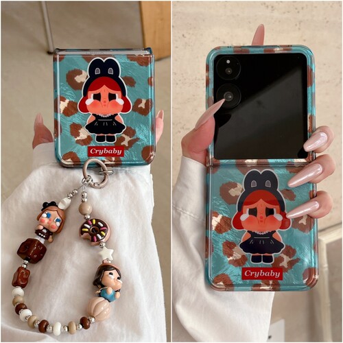 适用折叠屏华为Purax软壳小米MixFlip手机壳荣耀MagicVFlip三星zflip7豹纹FE哭娃6华为pocket2手链绳W25flip4