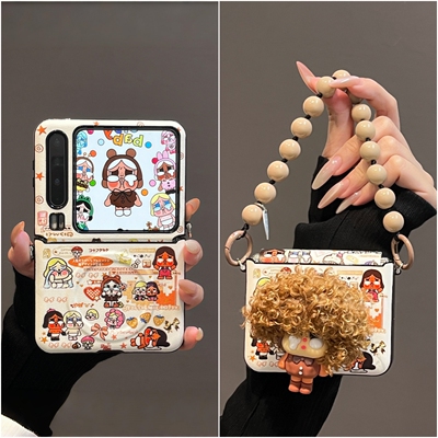 适用华为PuraX折叠屏手机壳荣耀MagicVFlip2小米MixFlip2壳膜一体米奇三星zflip7摩托罗拉50支架FE斜跨60手绳