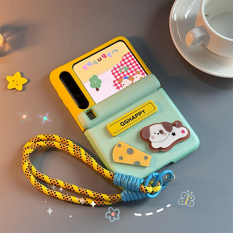 适用荣耀MagicVFlip2折叠屏手机壳小米MixFlip2壳膜一体卡通华为PuraX三星zflip7磁吸中轴全包保护套FE手绳6