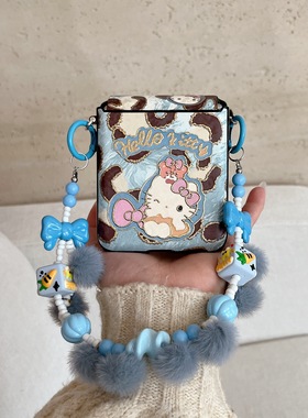 适用华为PuraX折叠屏手机壳荣耀MagicVFlip2壳膜一体小米MixFlip2摩托罗拉50三星zflip7FE卡通KT猫毛绒手链60