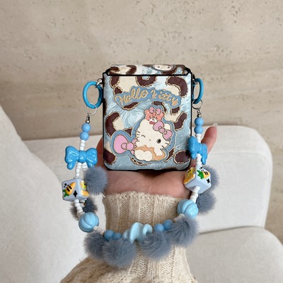 适用华为PuraX折叠屏手机壳荣耀MagicVFlip2壳膜一体小米MixFlip2摩托罗拉50三星zflip7FE卡通KT猫毛绒手链60