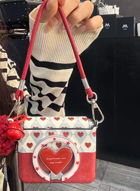 适用华为PuraX折叠屏手机壳荣耀MagicVFlip2小米MixFlip2壳膜一体摩托罗拉50三星zflip7磁吸菱格爱心FE手绳60