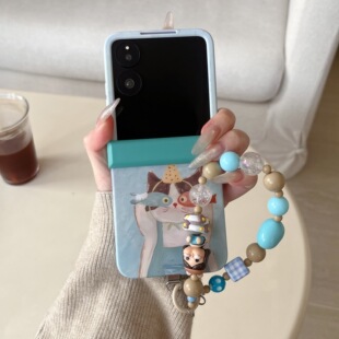 适用华为PuraX折叠屏手机壳荣耀MagicVFlip2壳膜一体小米MixFlip2全包中轴novaflipS猫咪手链pocket2优享版女