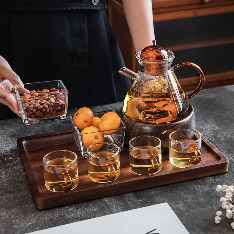 美容院玻璃花茶壶蜡烛加热花草茶具水果茶壶套装下午茶蜡烛茶壶
