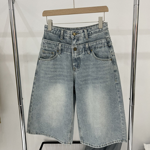 26年夏上新新款 26031209 复古双腰头7分牛仔裤